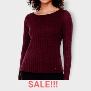 Nine West, Stretchy Shirt W/Twisted Keyhole Back Detail, Maroon, Size Small